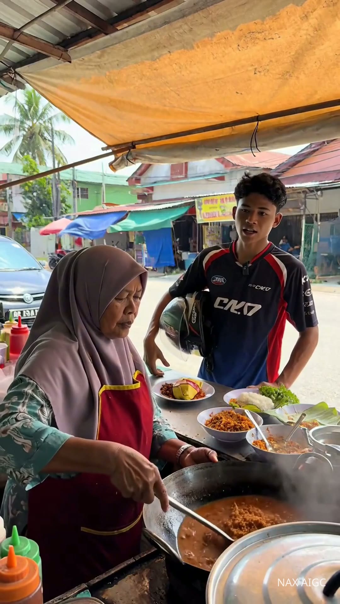 Makcik Nasi Lemak — Bahasa Melayu — AI generated 9:16 film frame