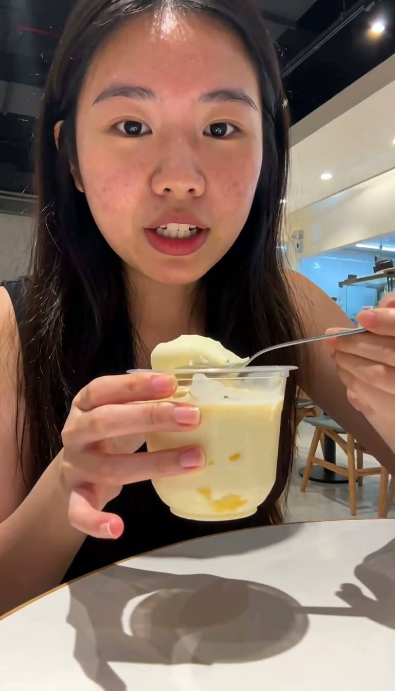 Durian Dessert Cup — Cafe Tasting — AI generated 9:16 film frame