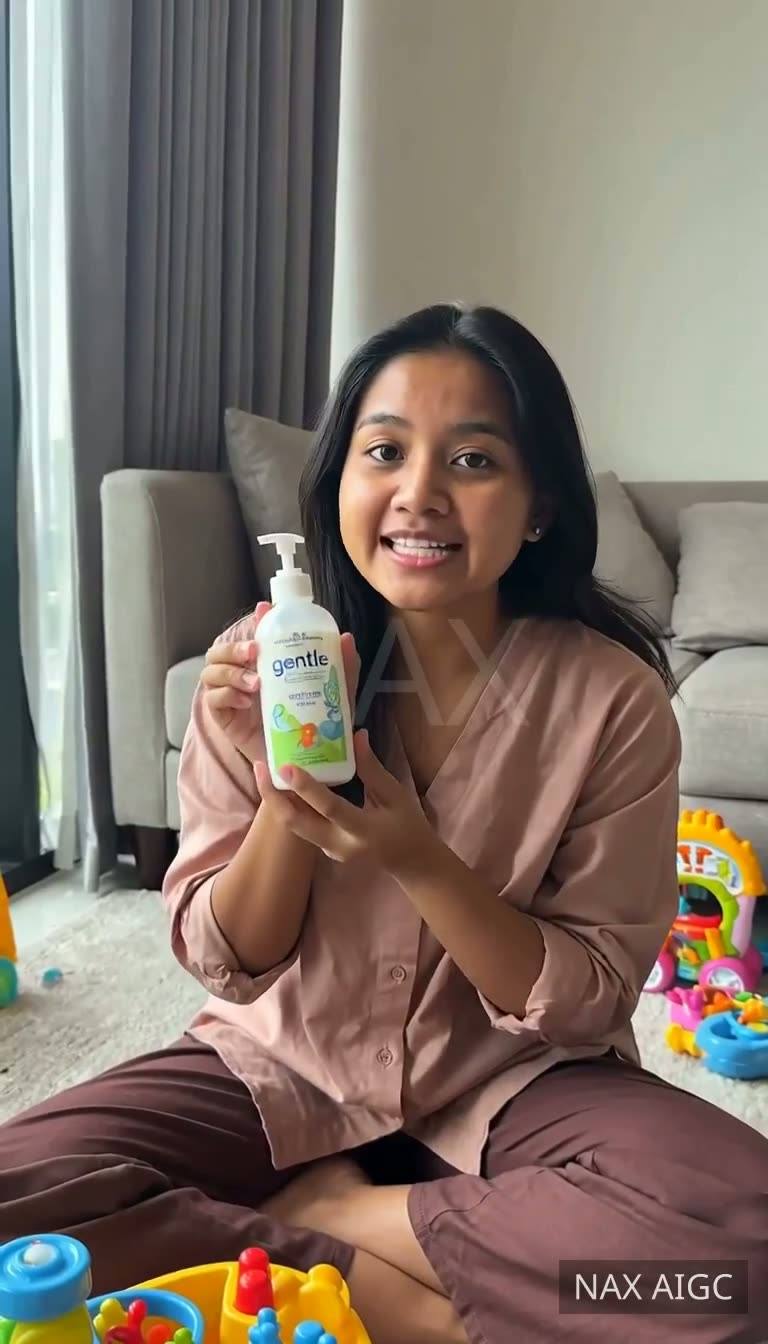 Living Room — Baby Wash Skin Check — AI generated 9:16 film frame