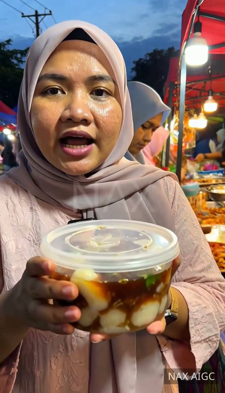 Ramadan Bazaar — Kuih Stall Owner — AI generated 9:16 film frame