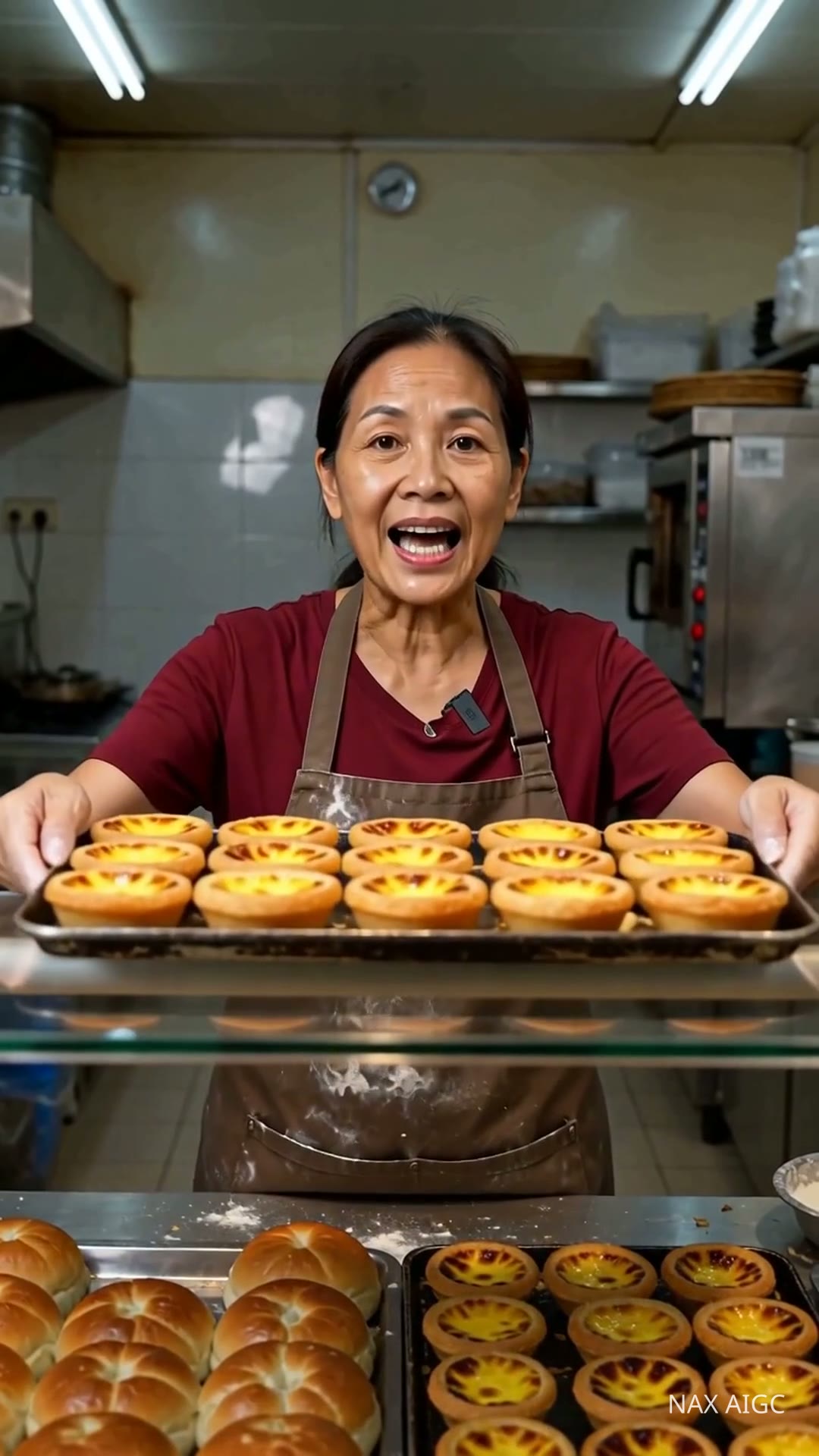 蛋挞出炉 — Neighbourhood Bakery — AI generated 9:16 film frame