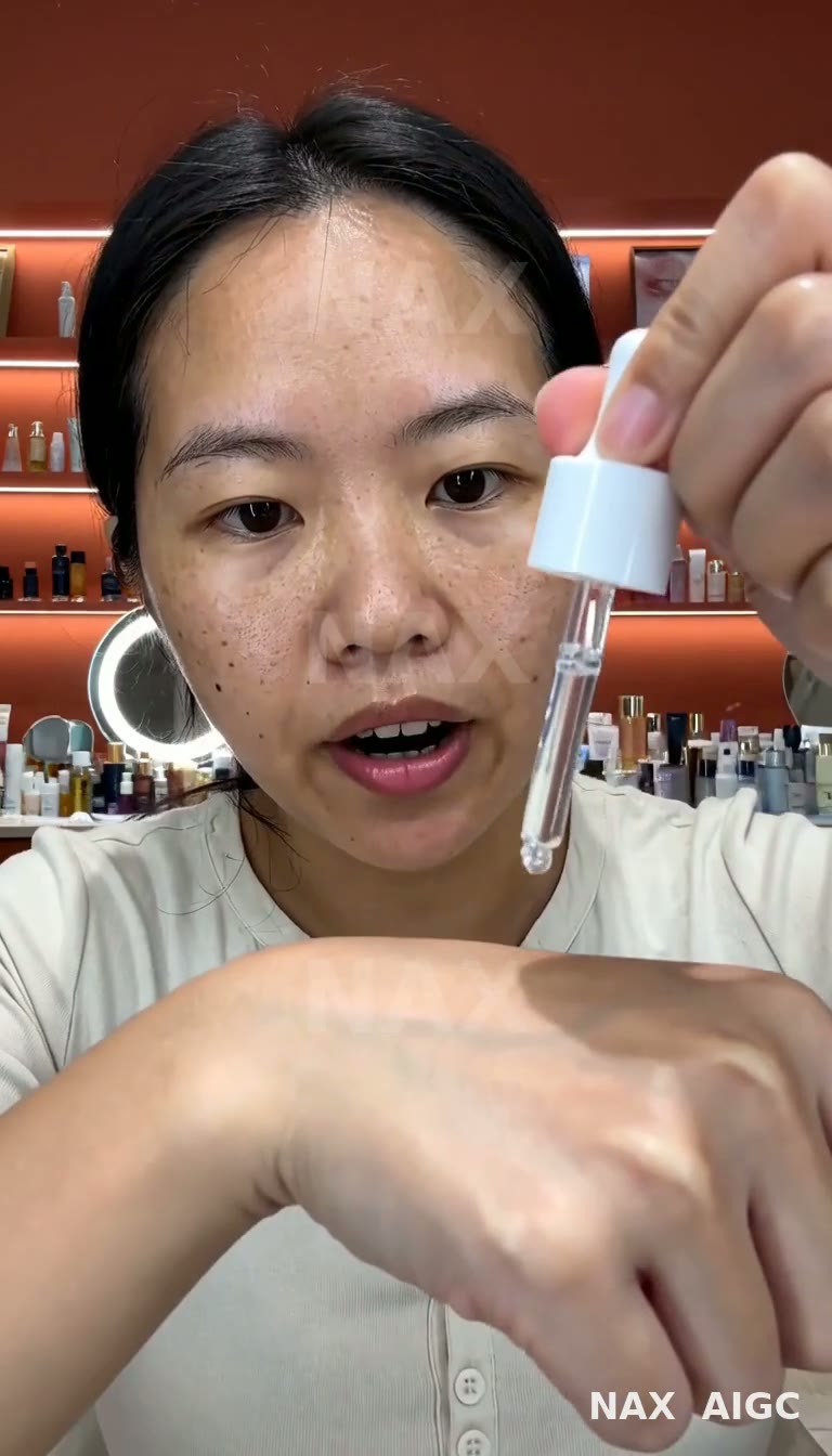 Live Selling — Skincare Counter Demo — AI generated 9:16 film frame