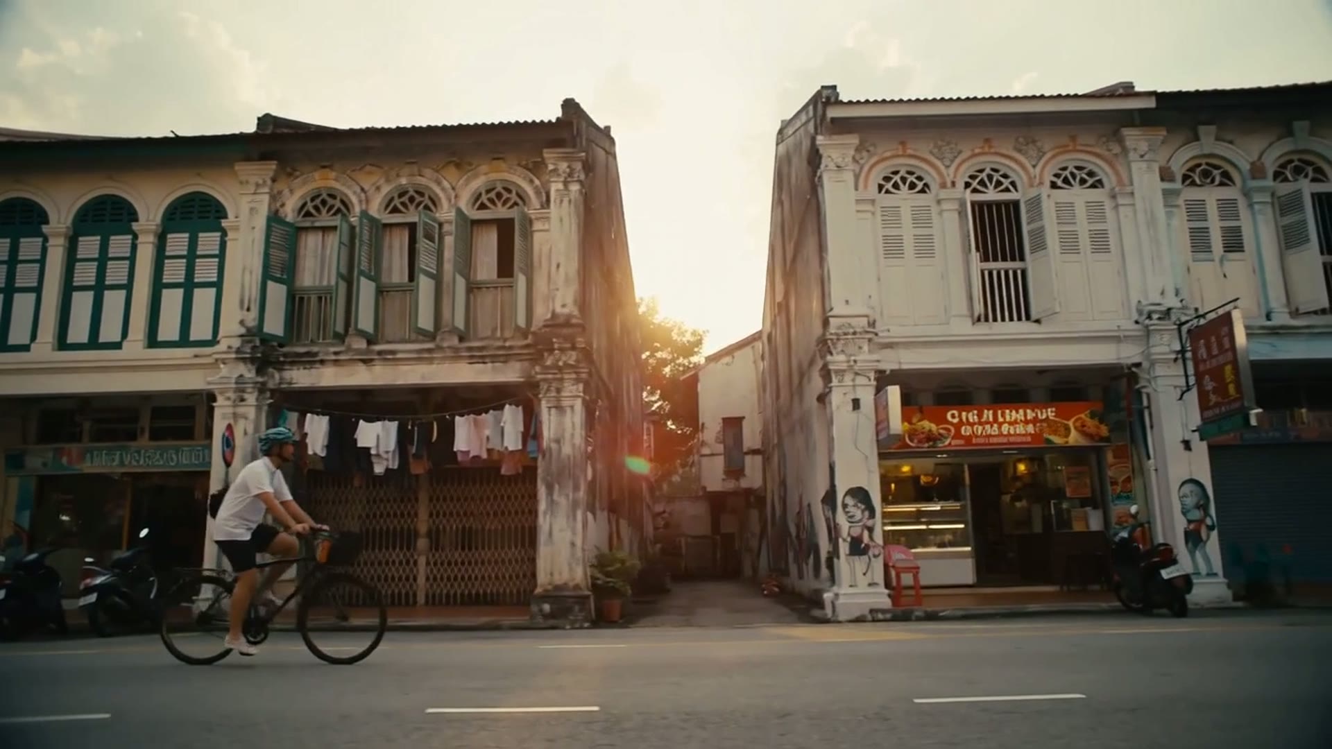 George Town Pagi — Morning Ride — AI generated 16:9 film frame