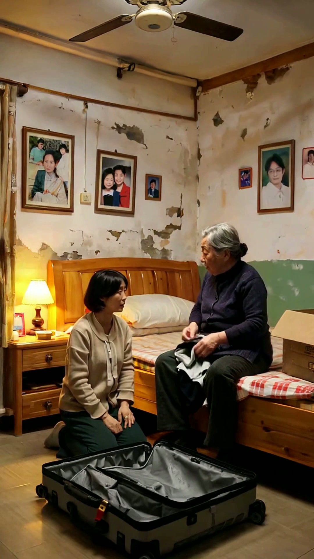 婆婆，我三个月就回来 — The Red Packet — AI generated 9:16 film frame