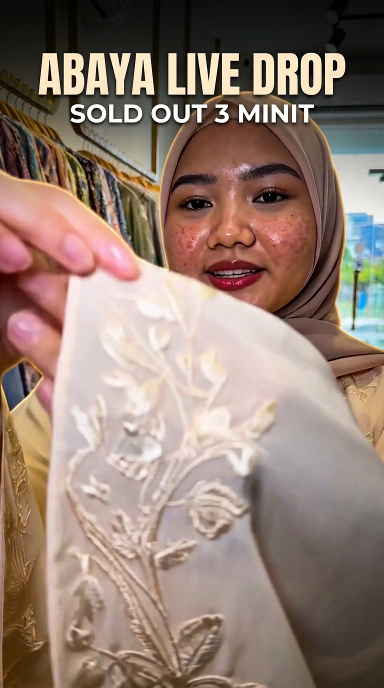 Abaya Live Drop — Sulaman Close-Up — AI generated 9:16 film frame