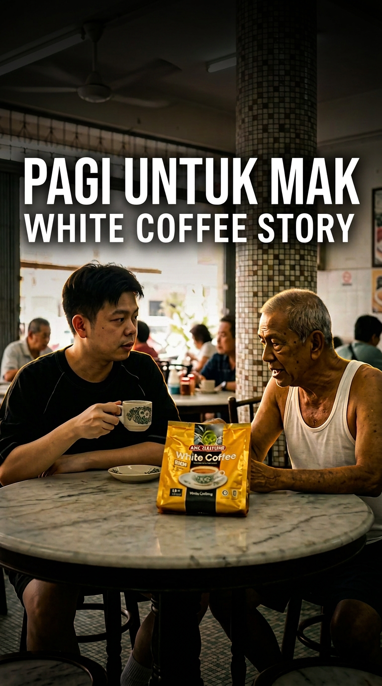 Pagi Untuk Mak — Aik Cheong White Coffee — AI generated 9:16 film frame