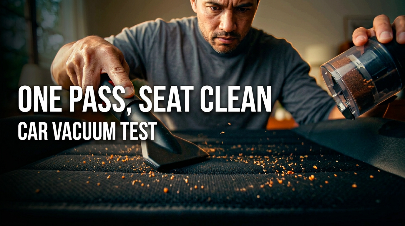 Car Vacuum — Seat Groove Test — AI generated 16:9 film frame