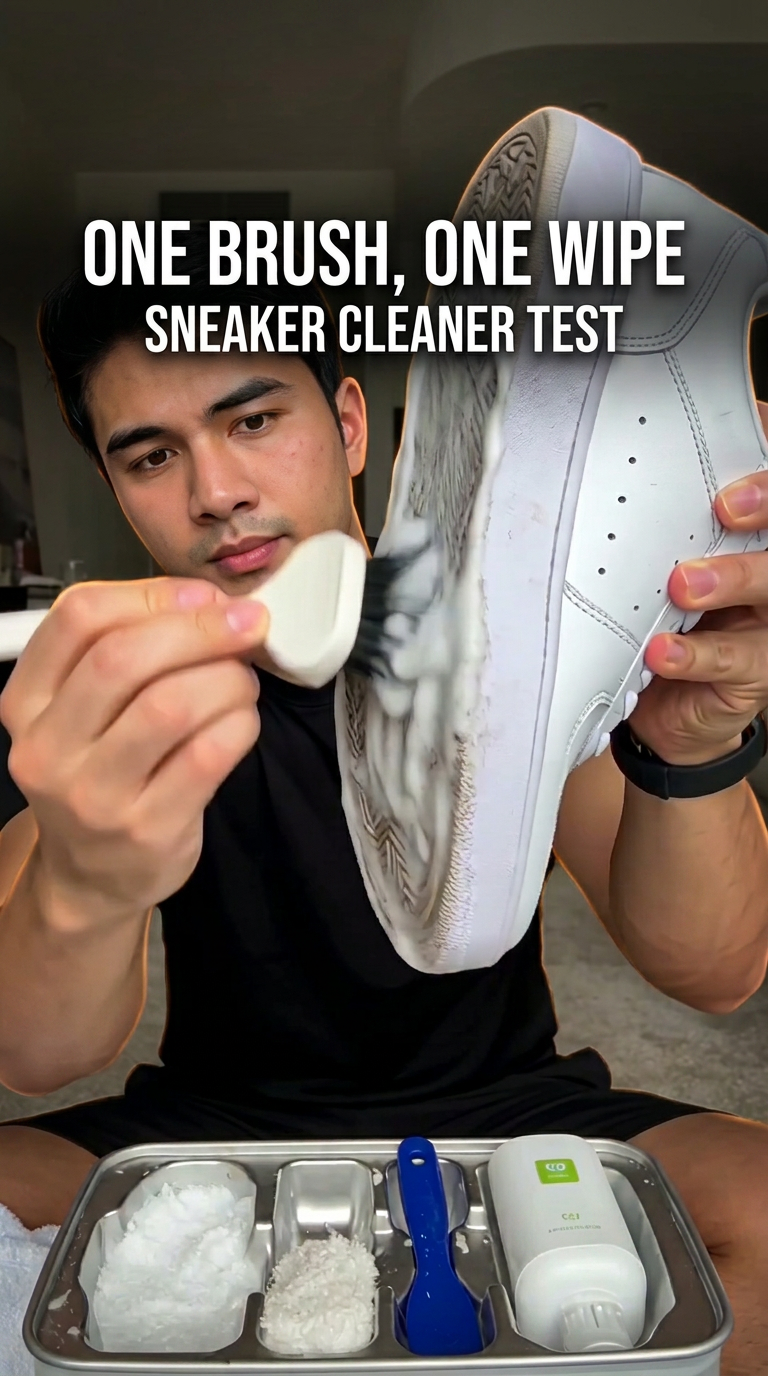 Sneaker Cleaner — One Brush, One Wipe — AI generated 9:16 film frame