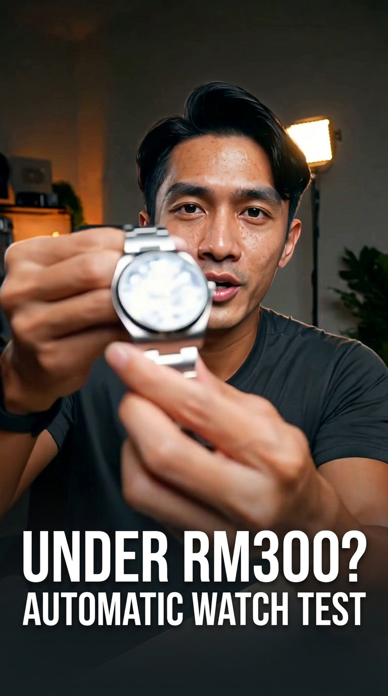 Watch Desk Review — Brushed Steel Automatic — AI generated 9:16 film frame